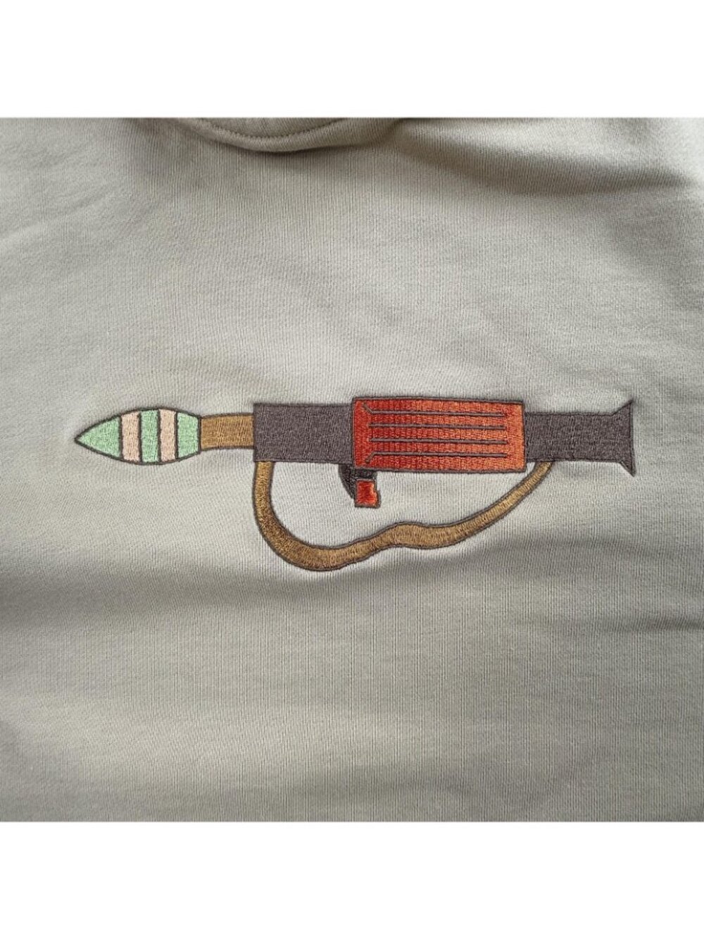 Qilo Hoodie Mens Large Beige Pullover Rocket Launcher Graphic Fleece Tactical - Picture 7 of 15